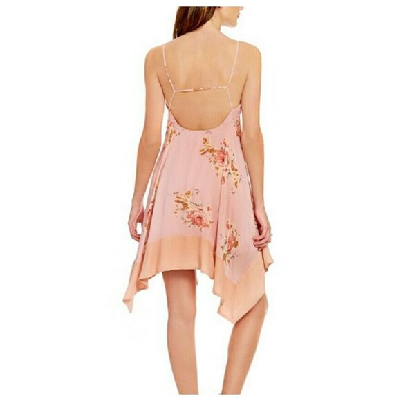 Free People Mini Dress Medium Pink Sleeveless Floral Faded Bloom Sleeveless M - Picture 5 of 16